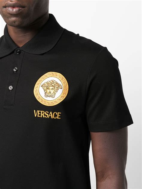 versace collection black polo|Versace polo shirt medusa.